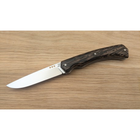 Pliant à cran forcé - bois de palmier noir et acier inox n690