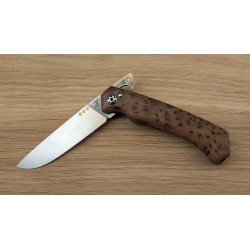 Pliant piémontais bois de loupe de thuya et acier inox N690