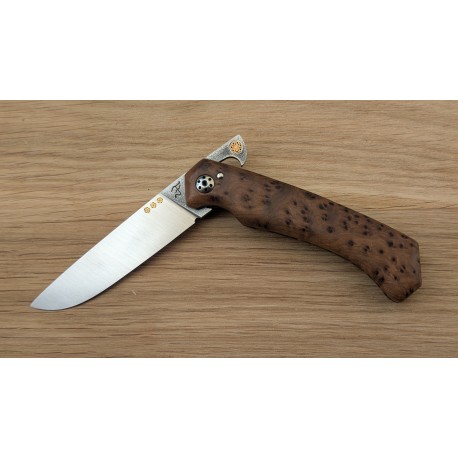 Pliant piémontais bois de loupe de thuya et acier inox N690